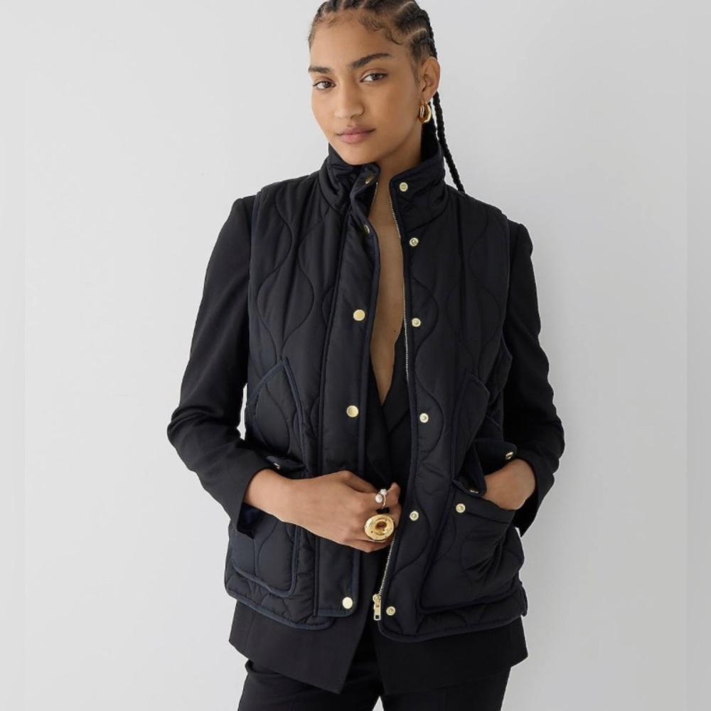 J Crew Navy Signature Puffer Vest. Sz L